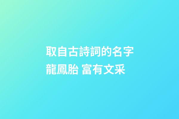 取自古詩詞的名字龍鳳胎 富有文采